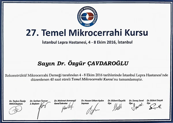 Temel mikrocerrahi kursu sertifikası