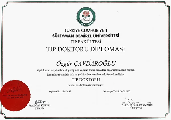 Süleyman Demirel Üniversitesi tıp fakültesi diploması
